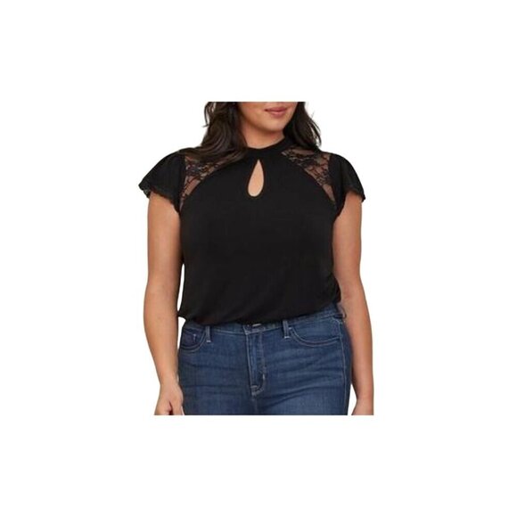 torrid Tops - Torrid Top Women 5X Black Keyhole Pullover Crepe Lace Neutral Whimsygoth Fairy